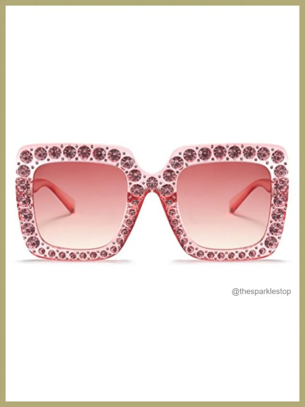 Oversized Rhinestone Square Sunglasses Women Glam Acetate Frame UV Protection